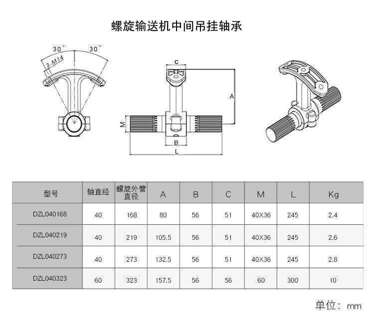 螺旋输送机吊轴承